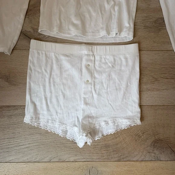 NWT VICTORIA'S SECRET Pointelle Modal Long-Sleeve & Shortie Set / Size Medium - Picture 5 of 12